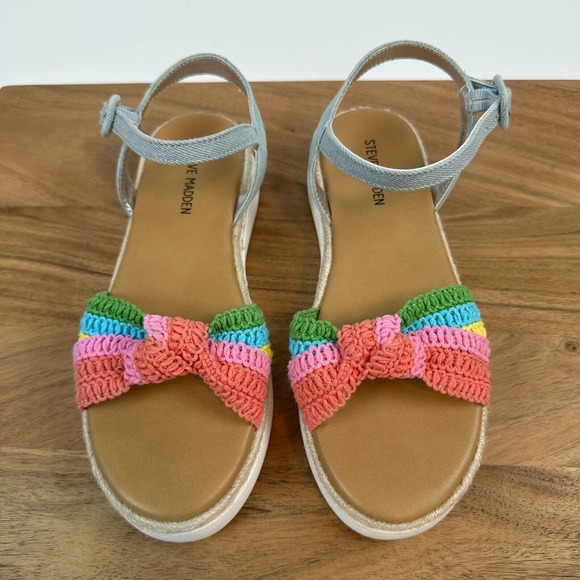 New NWOB Big Kids Steve‎ Madden Jameliaa Woven Slingback Sandals Size 4 Y - Picture 1 of 8